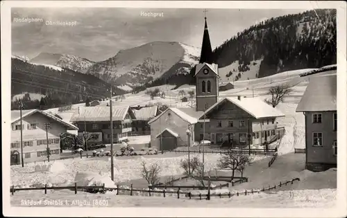 Ak Steibis Oberstaufen im schwäbischen Kreis Oberallgäu, Panorama v. Ort, Schneelandschaft, Hochgrat