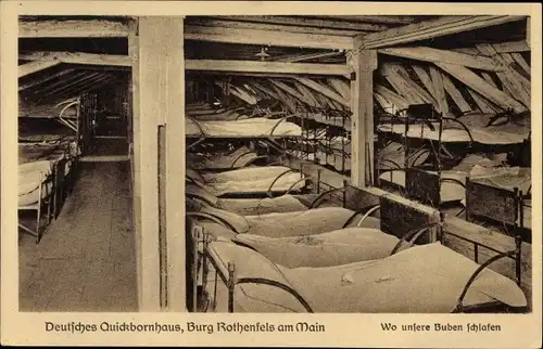 Ak Rothenfels Unterfranken, Deutsches Quickbornhaus, Burg Rothenfels, Schlafsaal