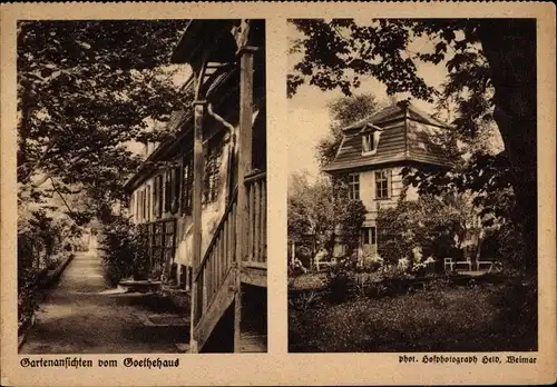 Ak Weimar in Thüringen, Gartenansichten vom Goethehaus