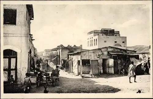 Ak Djibouti Dschibuti, Rue du Village indigène