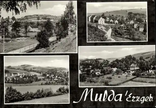 Ak Mulda im Erzgebirge, Blick auf die Ortschaft mit Umgebung, Häuser, Felder