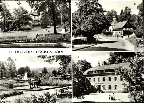 Ak Lückendorf Oybin in Sachsen, Park am Kulturhaus, Bergkirche, Eibe, Kurpark, Kretscham