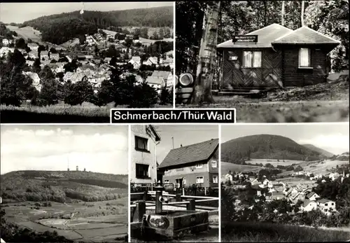 Ak Schmerbach Waltershausen in Thüringen, Teilansicht, Inselsberg, Brunnen, Wartberg