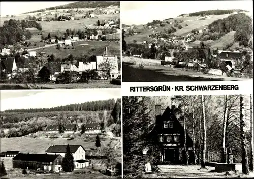 Ak Rittersgrün Breitenbrunn im Erzgebirge, Totalansicht der Ortschaft mit Umgebung