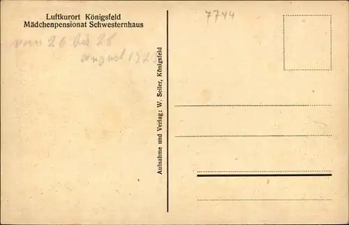 Ak Königsfeld im Schwarzwald Baar Kreis, Mädchenpensionat Schwesternhaus