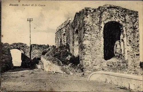 Ak Alassio Liguria, Ruderi di S. Croce, Blick auf eine Kirchenruine