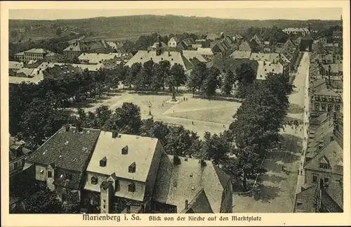 Ak Marienberg in Sachsen, Blick von der Kirche auf den Marktplatz