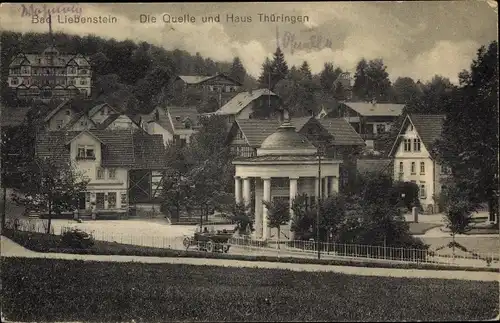 Ak Bad Liebenstein im Wartburgkreis, Ansicht Quelle und Haus Thüringen