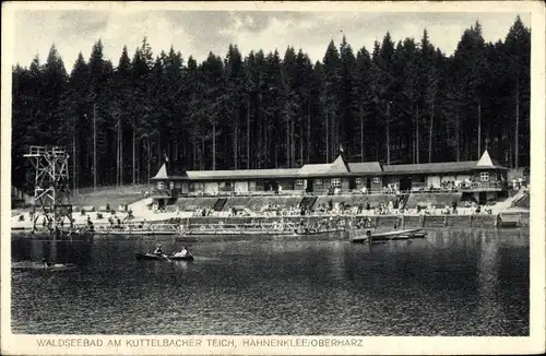 Ak Hahnenklee Oberharz Goslar Niedersachsen, Waldseebad am Kuttelbacher Teich