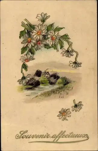 Präge Litho Souvenir affectueuse, Blumenstrauß