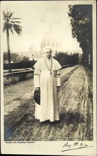 Ak Papst Pius X., Giuseppe Melchiorre Sarto dans les jardins du Vatican