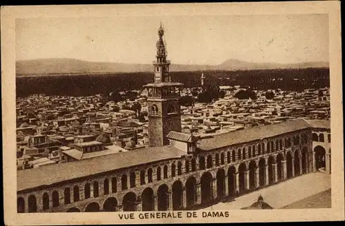 Ak Damaskus Syrien, Totalansicht der Ortschaft, Moschee