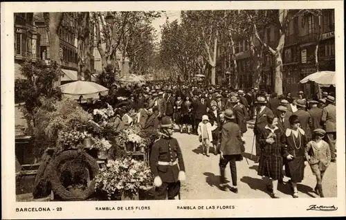 Ak Barcelona Katalonien, Rambla de les Flors