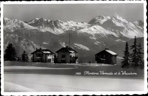 Ak Montana Kt. Wallis Schweiz, Vermala et le Weisshorn