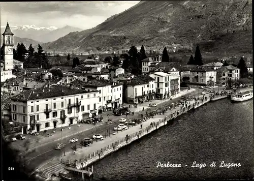 Ak Porlezza Lago di Lugano Lombardia, Hafen, Stadtpanorama