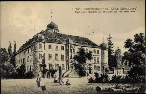 Ak Unterfrankleben Frankleben Braunsbedra Saalekreis, Schloss, Gartenpartie
