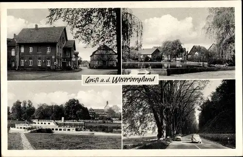 Ak Grohnde Emmerthal Weser, Straßenpartie, Dampferanlegestelle, Gasthaus Weißes Ross