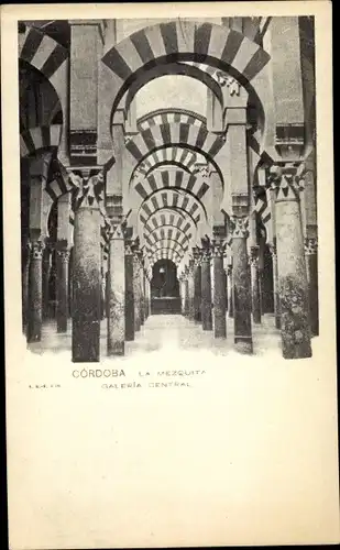 Ak Cordoba Andalusien Spanien, La Mezquita, Galeria Central