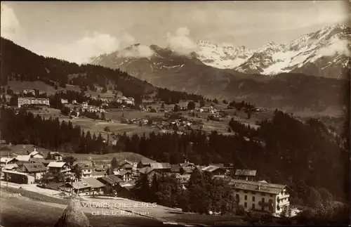 Ak Villars Chesieres Kt. Waadt Schweiz, Vue générale avec le Grand Muveran