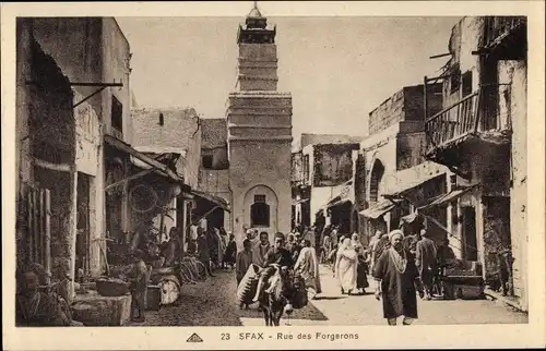 Ak Sfax Tunesien, Rue des Forgerons, Straßenpartie