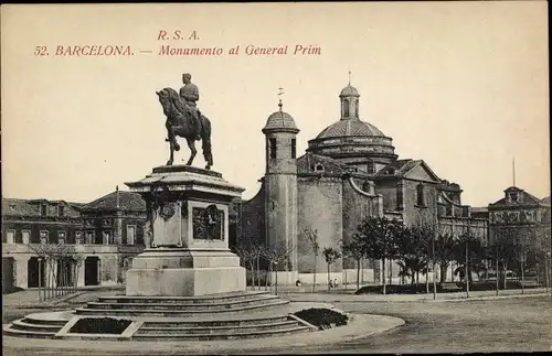 Ak Barcelona Katalonien, Monumento al General Prim