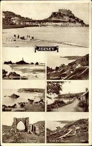 Ak Jersey Kanalinseln, Gorey Castle, Corbière Lighthouse, Bouley Bay, Bouley Valley