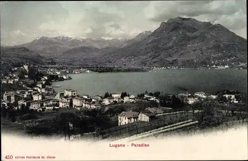 Ak Lugano Kt. Tessin Schweiz, Paradiso, Panorama