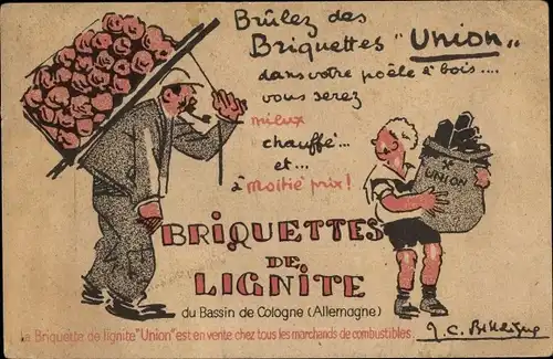 Künstler Ak Briquettes de Lignite, Briquettes Union
