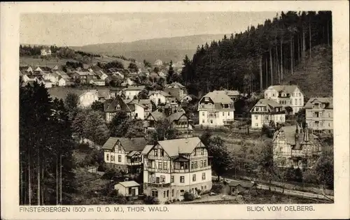 Ak Finsterbergen Friedrichroda Thüringen, Blick vom Ölberg, Panorama vom Ort