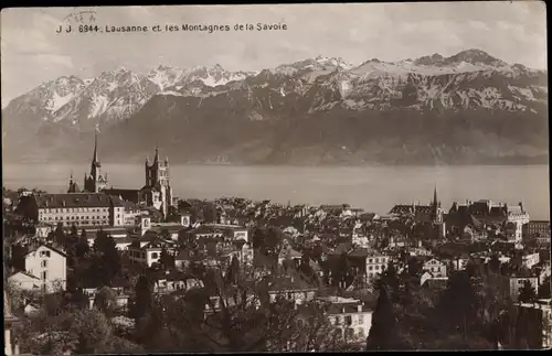 Ak Lausanne Kt. Waadt Schweiz, Vue générale avec les Montagnes de la Savoie
