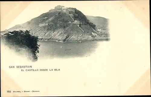 Ak San Sebastian Baskenland, El Castillo desde la Isla