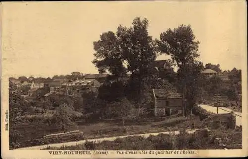 Ak Viry Noureuil Aisne, Vue d'ensemble du quartier de L'Eglise