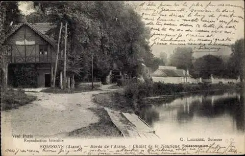 Ak Soissons Aisne, Bords de l'Aisne