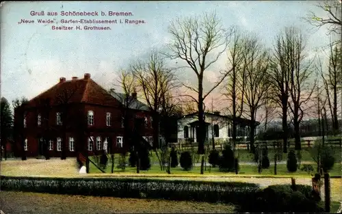 Ak Schönebeck Bremen, Gartenetablissement Neue Weide, H. Grothusen