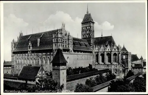 Ak Malbork Marienburg Westpreußen, Hochschloß von Südosten