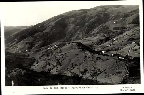 Ak Guipuzcoa País Vasco Spanien, Valle de Regil desde el Mirador de Guipuzcoa