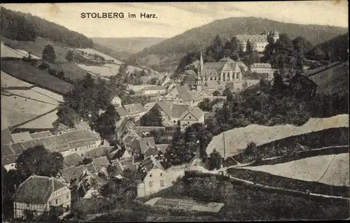 Ak Stolberg Südharz, Totalansicht der Ortschaft, Kirche