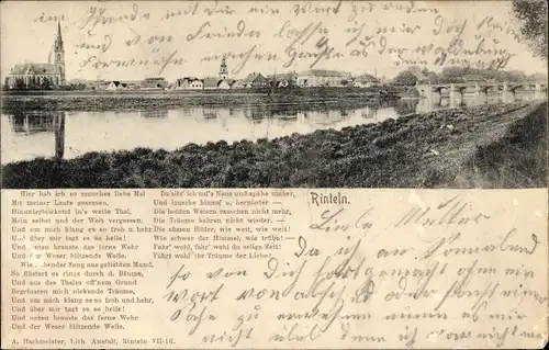 Ak Rinteln an der Weser, Panorama, Gedicht