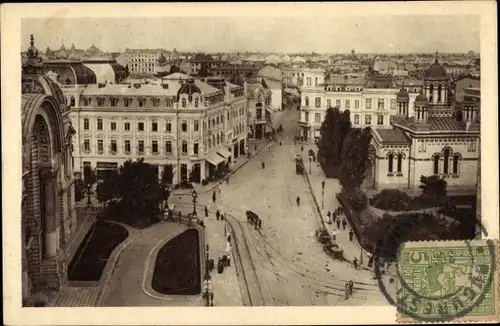 Ak București Bukarest Rumänien, Calea Victoriei, Grand Hotel, Biserica Zlatari