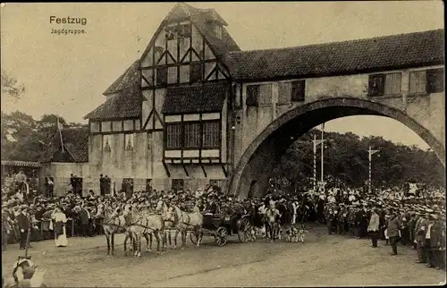 Ak Hamburg, 16. Deutsches Bundesschießen 1909, Festzug, Jagdgruppe