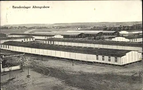 Ak Altengrabow Möckern in Sachsen Anhalt, Truppenübungsplatz, Barackenlager, Totalansicht