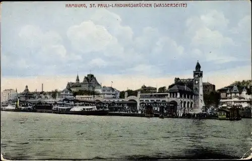Ak Hamburg Mitte St. Pauli, Landungsbrücken, Wasserseite