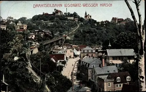 Ak Dresden Nordost Weißer Hirsch, Drahtseilbahn Loschwitz-Weißer Hirsch