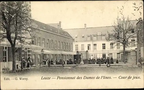 Ak Leuze en Hainaut Wallonien Hennegau, Pensionnat des Dames de Flines, Cour de jeux