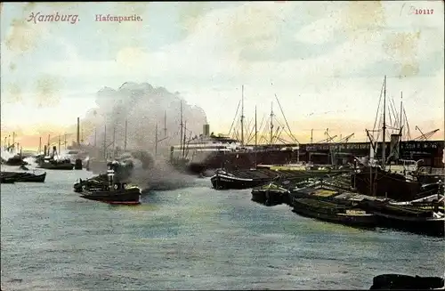 Ak Hamburg, Hafen, Lastkähne