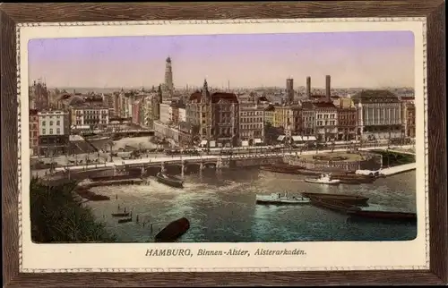 Passepartout Ak Hamburg, Binnenalster, Alsterarkaden