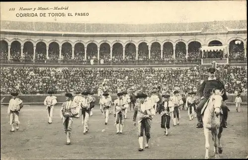 Ak Corrida de Toros, el Paseo, Stierkampf, Arena, Reiter