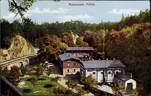 Ak Rabenau im Erzgebirge, Rabenauer Mühle, Bahnstrecke