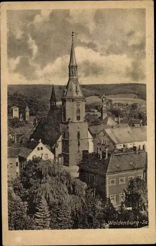 Ak Waldenburg in Sachsen, Kirche, Blick über die Dächer der Stadt