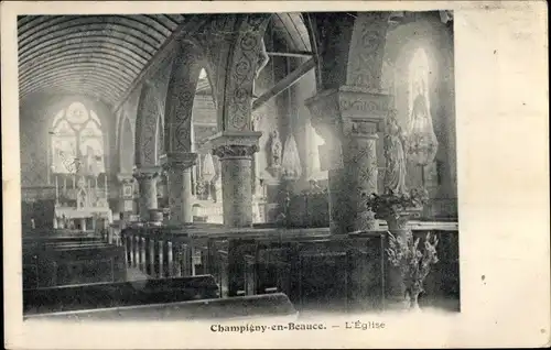 Ak Champigny en Beauce Loir et Cher, L'Eglise, interieur